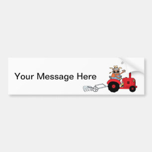 Happy Farmer using a Tractor Bumper Sticker