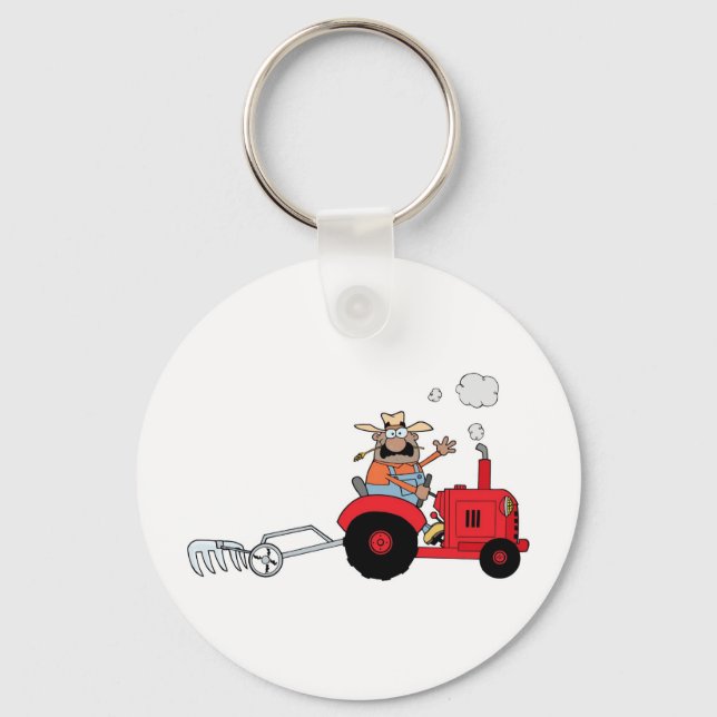 Happy Farmer using a Tractor Key Ring (Front)