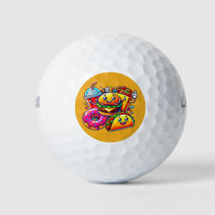 Happy Fast Food Characters Art for  Golf Balls