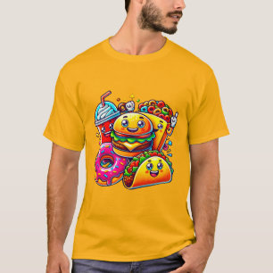 Happy Fast Food Characters Art for  T-Shirt