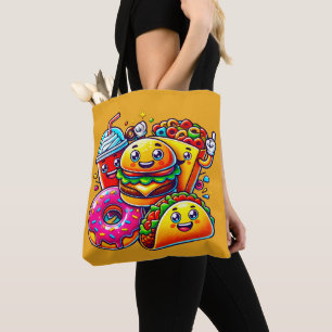 Happy Fast Food Characters Art for Tote Bag