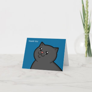 Happy Fat Black Cat Thank You Note Cards