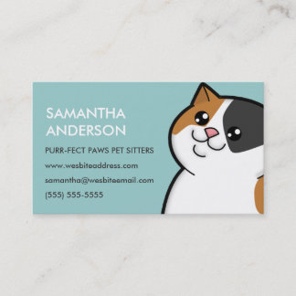 Happy Fat Calico Cat Personalised Business Cards