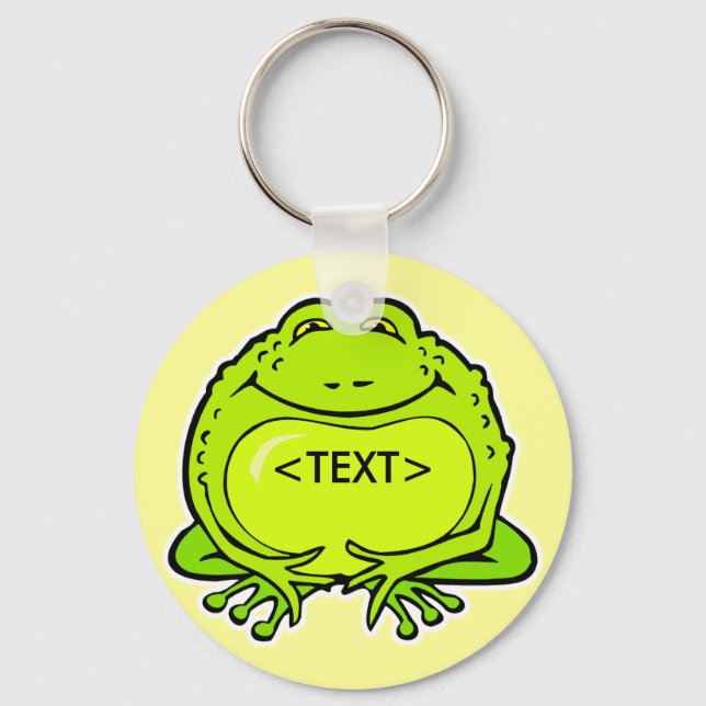 happy fat frog, <TEXT> Key Ring (Front)