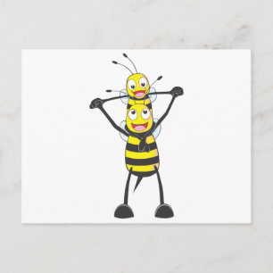 Happy Father and Son Bee Having Fun Postcard
