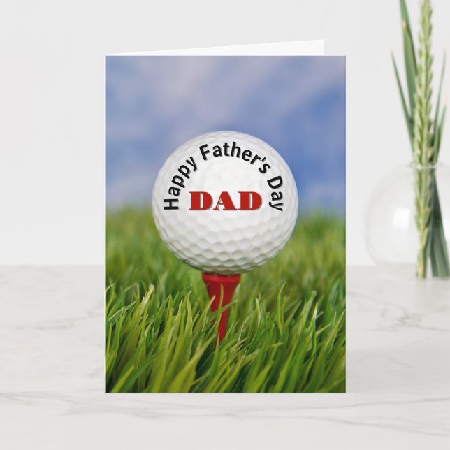 Happy Father' Day Golf Ball On a Tee Card (Front)