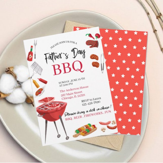 Happy father`s day bbq watercolor Invitation (Creator Uploaded)