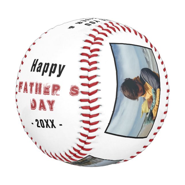 Happy Father`s Day Best Dad 3 Photo Collage Baseball (Angled)