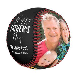 Happy Father’s Day Black Family Photo Name Scrip Baseball