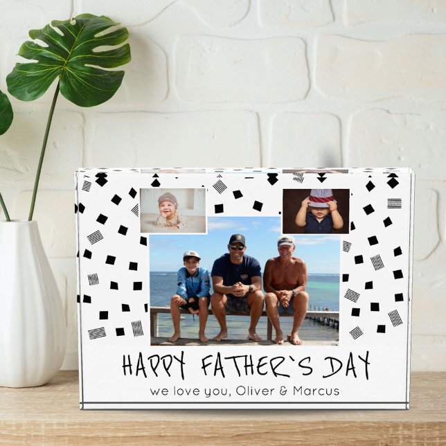 Happy Father`s Day Black White Pattern 3  Photo Block (Creator Uploaded)