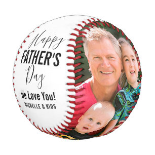 Happy Father’s Day Family Photos Name Script Whi Baseball