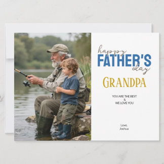 Happy Father’s Day Grandpa Blue Modern Photo Card