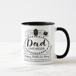 Happy Father’s Day Number 1 One Dad Monogram Log Mug