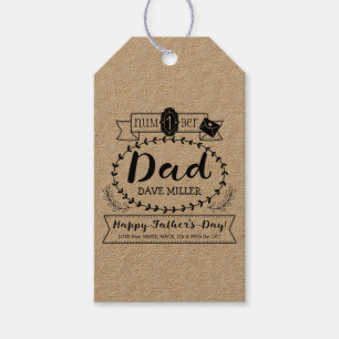 Happy Father’s Day Number 1 One Dad Monogram Logo Gift Tags