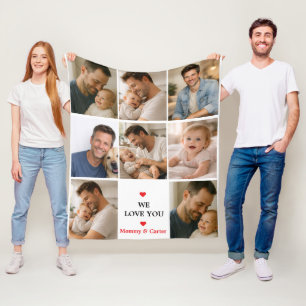 Happy Father’s Day Photo   Personalized Dad Eve Fleece Blanket