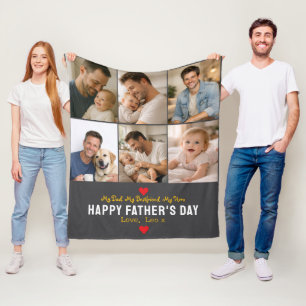 Happy Father’s Day Photo Personalized Dad Ever Fleece Blanket