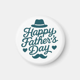 "Happy Father’s Day Typography – Vintage Moustache Magnet