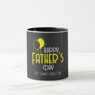 Happy Father’s Day with Yellow Balloons & Names Mug