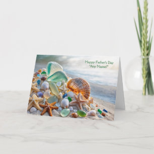 Happy Fathers Custom Name Personalised with Beach Card