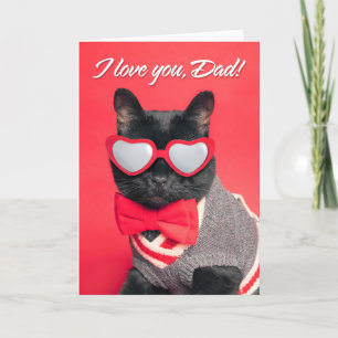 Happy Father's Dad Black Cat in Heat Sunglasses Holiday Card