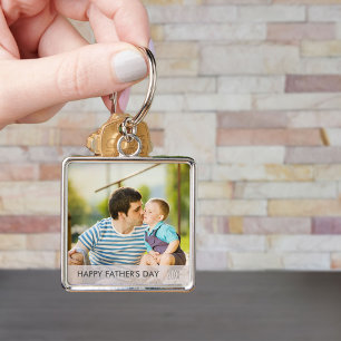 Happy Fathers Day 2021 Custom Dad and Child Photo Key Ring