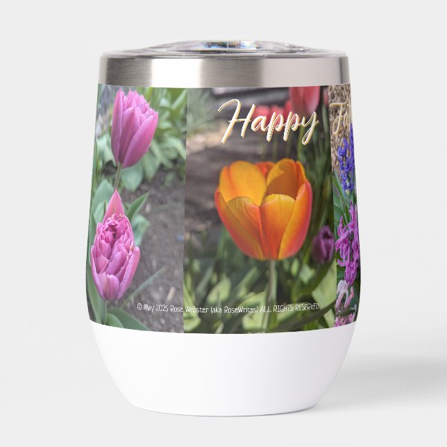 Happy Father's Day 2025 by RoseWrites Water Bottle (Front)