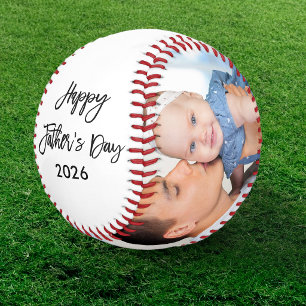 Happy Father's Day 2 Photo Brush Script Baseball