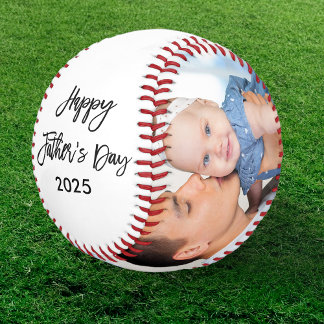 Happy Father's Day 2 Photo Brush Script Baseball