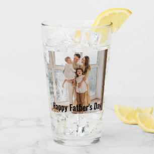 Happy Father's Day 2 Photos Custom Text Print Glass