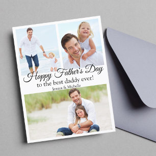 happy fathers day, 3 photos collage modern holiday postcard