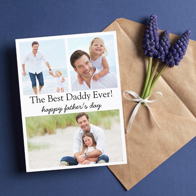 happy fathers day, 3 photos collage modern simple holiday postcard (Creator Uploaded)