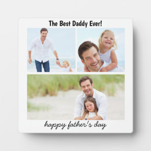 happy fathers day, 3 photos collage trendy holiday plaque