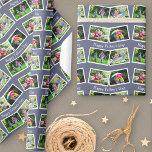 Happy Fathers Day 4 Photo Collage Pattern Blue Wrapping Paper<br><div class="desc">Say "Happy Father's Day" with this custom photo gift wrapping paper. The template is set up ready for you to add 4 of your favourite photos and your preferred text (ie, , happy father's day, birthday, anniversary etc). Your photos will be laid out in a chevron or zigzag style repeat...</div>
