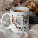 Happy Father's Day 4 Photo Custom Message | Mug<br><div class="desc">Happy Father's Day script font with 4 family photo slots along with a custom message for your number 1 Dad.</div>