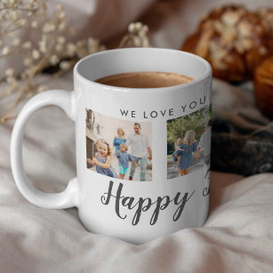 Happy Father's Day 4 Photo Custom Message   Mug