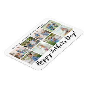 Happy Father's Day 8 Photo Custom White Magnet