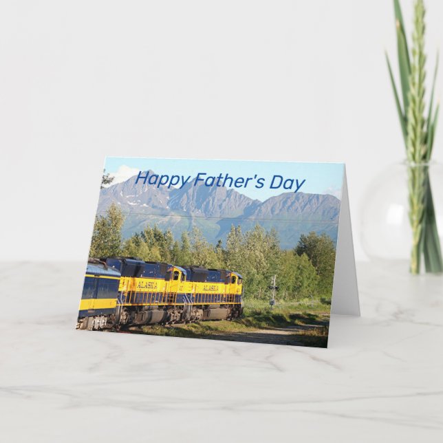 Happy Father's Day: Alaska Railroad and mountains Card (Front)