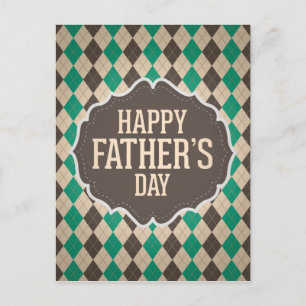 Happy Father's Day Argyle Pattern Postcard