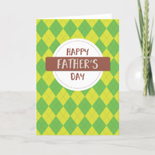 Happy Fathers Day Argyle Print Thank You Card