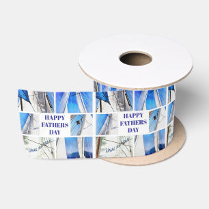 Happy Fathers Day Artistic White Sails Collage Satin Ribbon