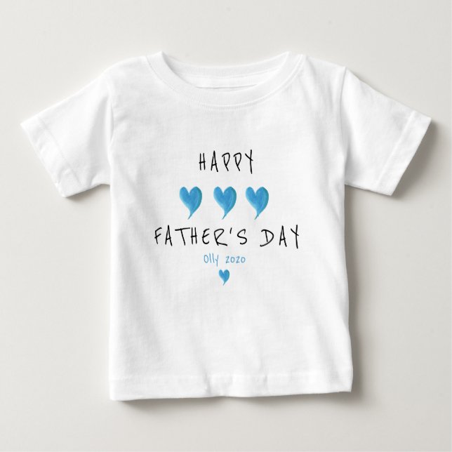 Happy Father's Day Baby Boy Hearts Baby T-Shirt (Front)