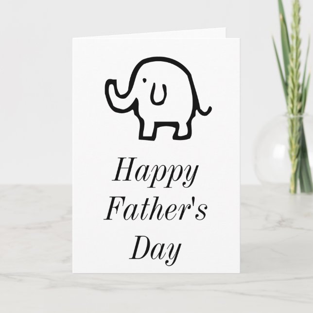 Happy Fathers Day Baby Elephant Cute Simple Custom Holiday Card (Front)