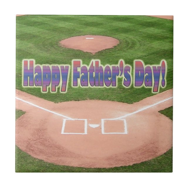 Happy Fathers Day Baseball Tile (Front)