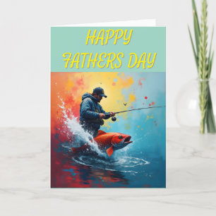 Happy fathers day bass fishing sport thank you card