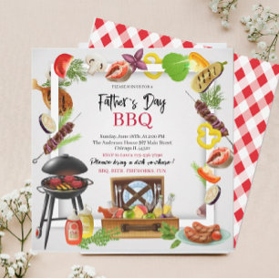 Happy fathers day bbq watercolor Invitation