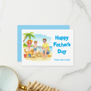 Happy Father's Day Beach Family Vacation Thank You Card