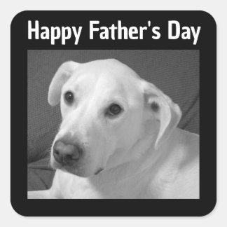 Happy Father's Day Beautiful White Dog Photo Square Sticker