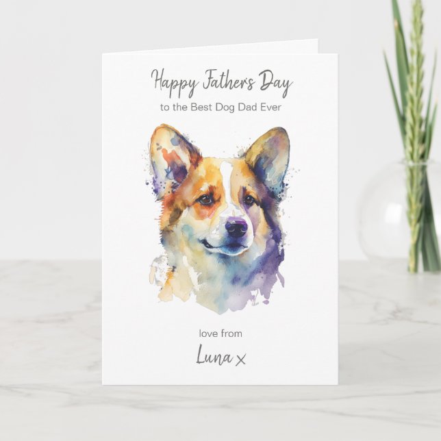 Happy Father's Day Best Corgi Dog Dad Personalised Holiday Card (Front)