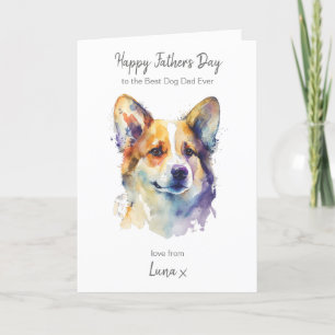 Happy Father's Day Best Corgi Dog Dad Personalised Holiday Card