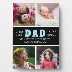 Happy Father's Day Best Dad 4 Photo Collage Plaque
